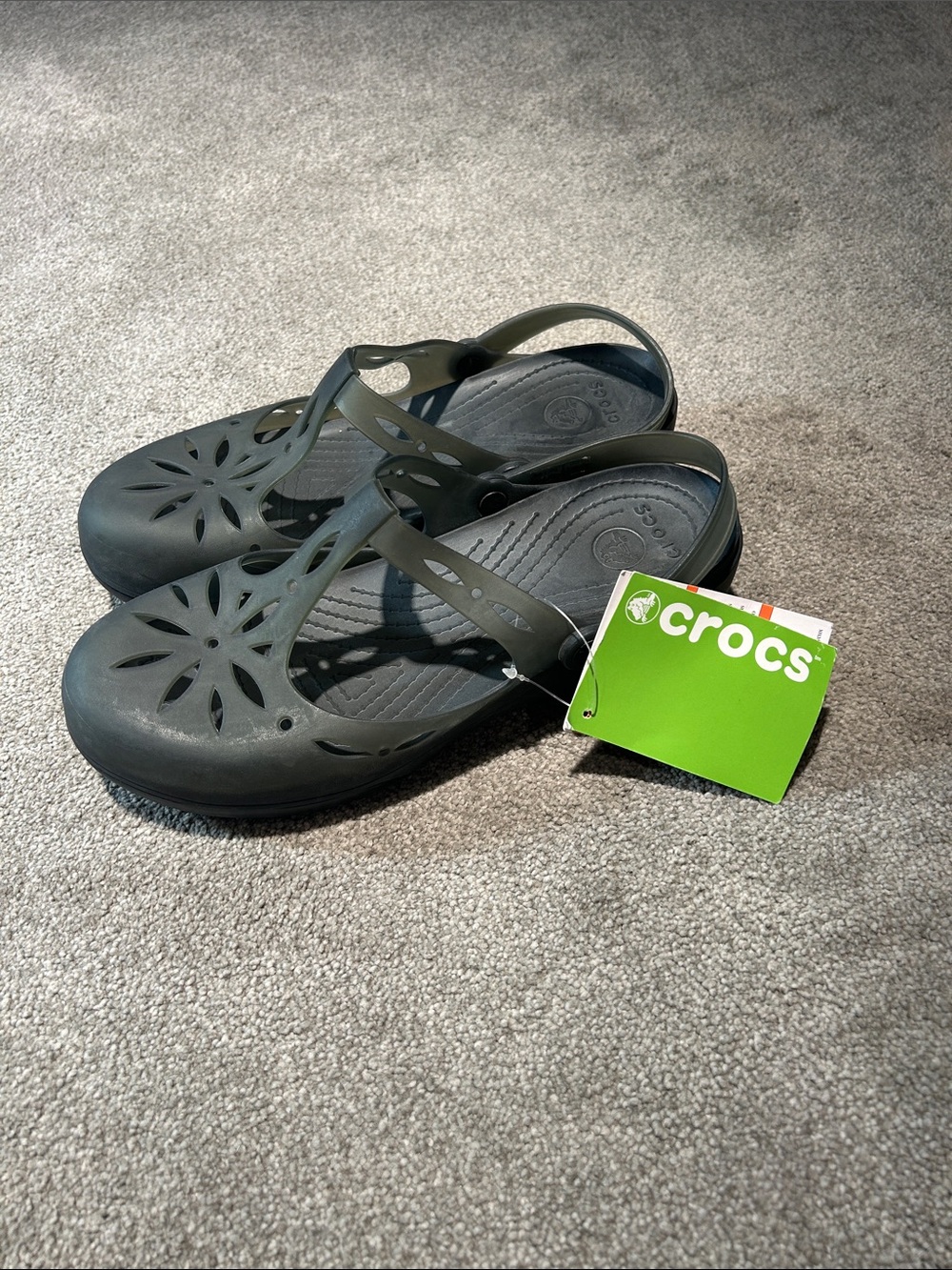 CROCS Kids Olive Green Mary Jane-Style Sandals